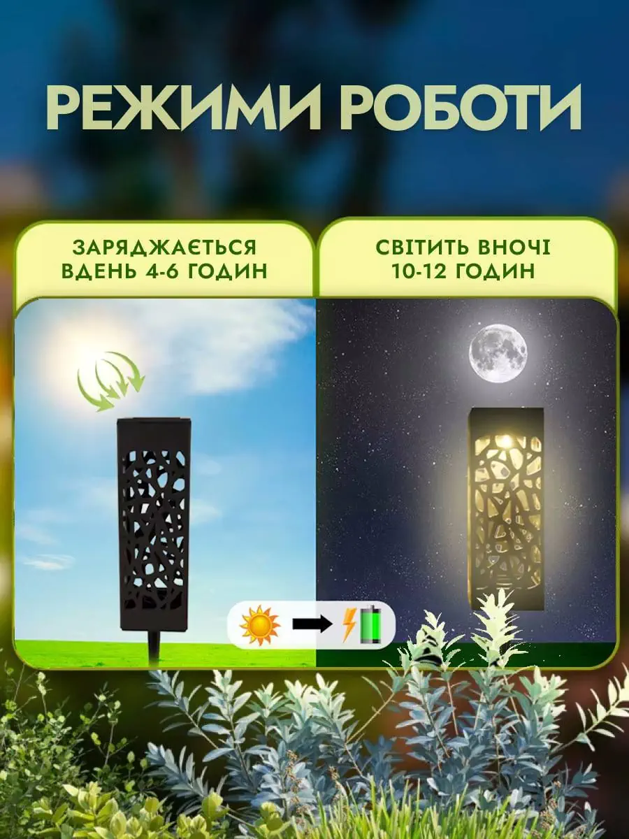 Садовий світильник на сонячній батареї «Світлячок»